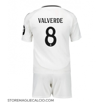Real Madrid Federico Valverde #8 Maglia Gara Casa Repliche 2024-25 Bambino